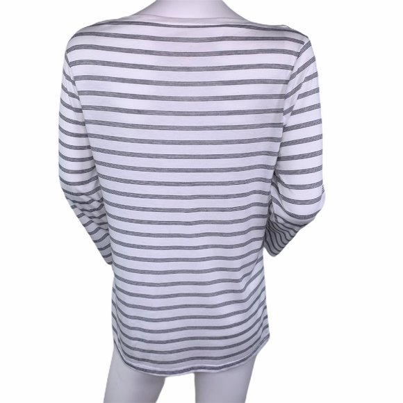 A New Day Women's White Striped Slim Fit Long Slee - Picture 5 of 11